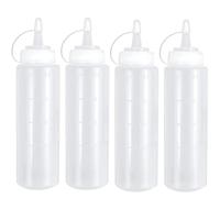 PSFXBM 4 Pack 8oz / 250ML Squeeze Bottles, Leak-Proof Sauce, Small Squeezy Condiments Bottle with Cap for Ketchup, Sauces, Mayonnaise, Mustard, Olive Oil, Syrup, BBQ, Salad Dressing