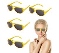 PSFXBM 4pcs Elvis Glasses, Rock Star Cool Golden Costume Glasses, 80's Disco Gold Sunglasses, Elvis Sunglasses,Hippie Glasses for Cosplay Costume, Halloween Carnival Theme Party Fancy Dress(Gold)
