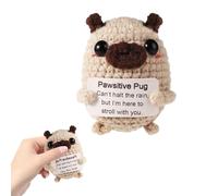PSFXBM Positive Pug Positive Crochet Dog Gift and Positive Card Emotional Support Plush Crochet Decoration Durable Pug Emotional Support Inspirational Gifts For Women, Men, Friends, Work Colleagues
