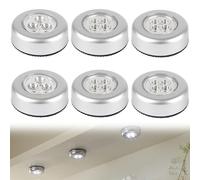 PSFXBM Push Lights,6 PCS Stick on Lights for Walls,Stick on Wall Lights,Stick on Spot Lights, Battery Spot Lights, Battery Powered Stick On Lights for Cabinets, Utility Rooms, Cordless Touch Light