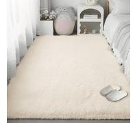 PSHCEE Carpet Rugs Living Room 100 x 200 cm Pile Soft Shaggy Thick Pile Bedside Rug Luxury for Bedroom, Nursery Bedside, Cream Color