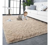 PSHCEE Low Pile Area Rug 140 x 530 cm Anti Slip Modern Super Soft Thick Pile Plush Carpet Home Decor for Living Room and Bedroom, Camel