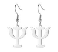 Psi Symbol Earrings for Women Greek Alphabet Hoop Earrings Psychology Psychiatry Medical Sign Jewelry Psychotherapist Psychologist Gift, M, Stainless Steel, No Gemstone