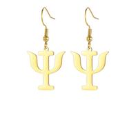 PSI Symbol Psychology Pendant Dangle Earrings Stainless Steel Greek Letter Gold Color Women Men Jewelry Gift