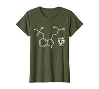 Psilocybin Chemical Formula Magic Mushrooms T-Shirt, Women, Olive Green, 3X-Large