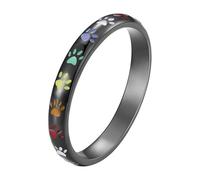 Psiroy Puppy Pet Paw Print Rings for Women Cute Dog Cat Print Ring Multicolor Inspirational Eternity Stackable 3mm Band Ring Jewelry, Cubic Zirconia, Cubic Zirconia