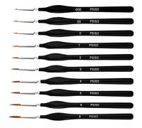 PSISO 10 PCS Miniature Paint Brushes Kit, Fine Detail Painting Brush Micro Professional Tiny Paints Brush Set for Watercolor, Oil, Face, Acrylic, Nail, Line Drawing, Scale Model Painting