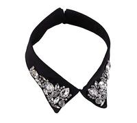 Psivika Rhinestones Lapel Fake Collar Detachable Shirt Collar Faux Collar, Black, 8-20