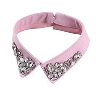 Psivika Rhinestones Lapel Fake Collar Detachable Shirt Collar Faux Collar, Cotton