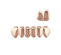 Psivika Single Top Plated Grillz and Vampire Fangs Dracula Bottom Hip Hop Teeth Grillz Set, M, Brass, Rhinestone
