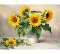 Pskgbxmu Adult Embroidery Cross Stitch Kit 11CT Pre-Printed Pattern Cross Stitch Kit DIY Craft Home Decor Sunflower 40x50 cm
