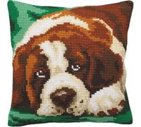 Pskgbxmu DIY Embroidery Cross Stitch Cushion Kit 11CT Needlepoint Craft Set pre Printed Handmade Cushion Cover Stitched Cushion Kit Sheepdog 45x45cm