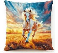 Pskgbxmu DIY Embroidery Cross Stitch Cushion Kit 11CT Needlepoint Craft Set pre Printed Handmade Cushion Cover Stitched Cushion Kit Galloping Horse 45x45cm