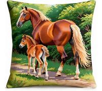 Pskgbxmu DIY Embroidery Cross Stitch Cushion Kit 11CT Needlepoint Craft Set pre Printed Handmade Cushion Cover Stitched Cushion Kit Pony 45x45cm