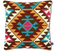 Pskgbxmu DIY Embroidery Cross Stitch Cushion Kit 11CT Needlepoint Craft Set pre Printed Handmade Cushion Cover Stitched Cushion Kit Pattern 45x45cm