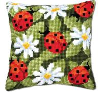 Pskgbxmu DIY Embroidery Cross Stitch Cushion Kit 11CT Needlepoint Craft Set pre Printed Handmade Cushion Cover Stitched Cushion Kit Flowers and Insects 45x45cm