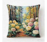 Pskgbxmu DIY Embroidery Cross Stitch Cushion Kit 11CT Needlepoint Craft Set pre Printed Handmade Cushion Cover Stitched Cushion Kit Chrysanthemum 45x45cm