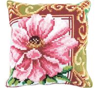 Pskgbxmu DIY Embroidery Cross Stitch Cushion Kit 11CT Needlepoint Craft Set pre Printed Handmade Cushion Cover Stitched Cushion Kit Floral Patterns 45x45cm