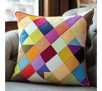 Pskgbxmu DIY Embroidery Cross Stitch Cushion Kit Checkered 11CT Needlepoint Craft Set pre Printed Handmade Cushion Cover Stitched Cushion Kit 45x45cm