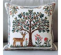 Pskgbxmu DIY Embroidery Cross Stitch Cushion Kit Deer in a Tree 11CT Needlepoint Craft Set pre Printed Handmade Cushion Cover Stitched Cushion Kit 45x45cm