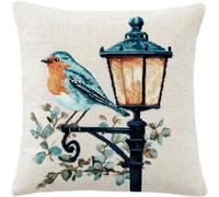 Pskgbxmu DIY Embroidery Cross Stitch Cushion Kit Lamplight Bird 11CT Needlepoint Craft Set pre Printed Handmade Cushion Cover Stitched Cushion Kit 45x45cm