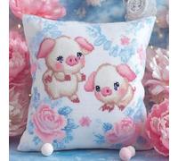 Pskgbxmu DIY Embroidery Cross Stitch Cushion Kit Piglet 11CT Needlepoint Craft Set pre Printed Handmade Cushion Cover Stitched Cushion Kit 45x45cm