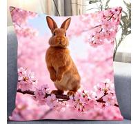 Pskgbxmu DIY Embroidery Cross Stitch Cushion Kit Rabbit 11CT Needlepoint Craft Set pre Printed Handmade Cushion Cover Stitched Cushion Kit 45x45cm