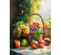 Pskgbxmu Pre-Printed Cross Stitch Kits for Adults 11CT Beginners Stamped Cross Stitch Kit Fruit Baskets DIY Embroidery Crafts Needle Point Starter Kit Home Decor 40x50 cm