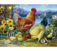 Pskgbxmu Stamped Cross Stitch Kit for Adults 11CT Pre-Printed Fabric Poultry Chicken DIY Embroidery Crafts Kit Home Wall Decor 40x50cm