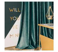 PSKJHN Bedroom Blackout Curtains Gold Foil Printed Shining Drapes Velvet Gold Stamping Pencil Pleat Opaque Curtains for Living Room 2 Panels, W135xL244cm,Dark green