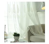 PSKJHN Leaves Sheer Curtains Embroidery White Window Curtain Pencil Pleat Voile Drapes for Living Room Bedroom 2 Panels, W135xL244cm,White