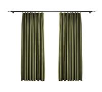 PSKJHN Olive Green Blackout Curtains Velvet Pencil Pleat Opaque Curtain Solid Color Bedroom Living Room Curtains 2 Panels, W140xL270cm,Green