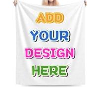 PSKJHN Personalised Blanket with Photo Customisation - Ultra-Soft Flannel Throw for Adults, Kids, Pets - Customised Gift for Women, Men - Ideal for Bed, Sofa, LoungeWhite,130 x 180 cm