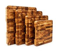 PSKJHN Thick Wooden Cutting Boards Set for Prep & Serving, Kitchen Essentials with Deep Juice Grooves, Reversible Chopping Board for Cooked Foods, Carving Meat, Fruits And Vegetables
