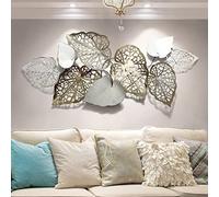 PSKSER 3D Metal Leaves Wall Art Decor for Living Room, Modern Luxury Wall Art Sculpture,Wall Hanging Decor for Bedroom Kitchen Bathroom L143*H60CM
