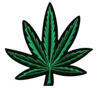 PSL Embroidered Iron On Patches Pot Leaf Ganja Marijuana Weed Retro Boho Hippie Applique Iron-On Patch Size Small Sew On Patches