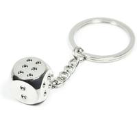 PSL Metal Dice Key Chain Dice Model Alloy Keychain 3D Silver Dice Charm Pendant Keychain Gift Stainless Steel Good Luck Car Key Ring