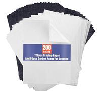 PSLER 120 Sheets White Transfer Paper and 80 Sheets Carbon Transfer Paper with 3PCS Embossing Stylu and 2 PCS Pencil for Wood Burning Craft, Paper, Canvas and Other Art Craft Surfaces(A4 Size)