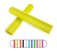 PSLER 72 PCS Spoke Skins Wheel Rim Covers Trim Wrap Cover Decoration Protector Motorcycle Motocross Pit Dirt Bike(Yellow)