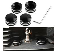 PSLER Motorcycle Aluminum Spark Plugs Engine Screw Topper Covers Head Bolt Caps Nut Covers for Sportster XL883 XL1200 Twin Cam Big Twin 1340 Evo, 4 Pieces, Black & Chrome