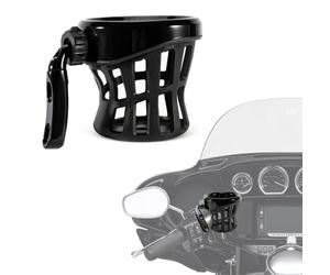 PSLER Motorcycle Cup Drinks Holder for Dyna Fat Bob Touring Road Glide Street Electra Glide Softail 1996-up for Goldwing GL1800 2018-up,Universal for Bike Wheelchair Stroller Mobility Scooter(Black)