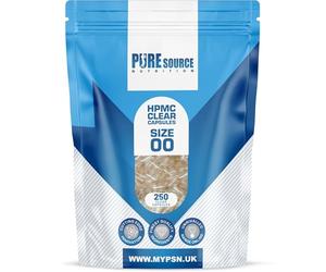 PSN Empty Clear Capsules Size 00 - HPMC Vegan Capsules | Pharmaceutical Grade | Easy to Fill | Secure Lock Design | Compatible with Capsule Filling Machines | Ideal for DIY Supplements (Pack of 250)
