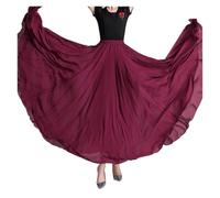 PSNKLMM 360/540/720 Degree Chiffon Skirt Ballet Belly Dance Women Gypsy Long Skirts Dancer Practice Wear Assorted(Burgundy,360 degrees 80cm)