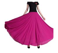 PSNKLMM 360/540/720 Degree Chiffon Skirt Ballet Belly Dance Women Gypsy Long Skirts Dancer Practice Wear Assorted(Rose red,540 degrees 95cm)