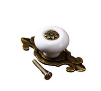 PSNKLMM 4Pcs Retro Vintage Flower-Shape Ceramic Door Handles & Knobs Kitchen Closet Cabinet Wardrobe Cupboard Drawer Pull Handle(D)