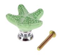 PSNKLMM 4pcs Starfish Ceramic Drawer Knobs Cabinet Pulls Kitchen Cupboard Handles Decorative Furniture Knob(Green)