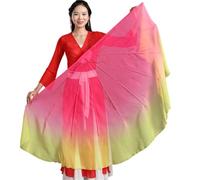 PSNKLMM 85cm Big Dance Fan Chiffon Foldable Fishbone Flowy Dancer Props Bellydance(Color 10,2PCS)