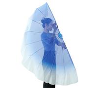 PSNKLMM 85cm Big Dance Fan Chiffon Foldable Fishbone Flowy Dancer Props Bellydance(Color 16,2PCS)