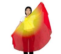 PSNKLMM 85cm Big Dance Fan Chiffon Foldable Fishbone Flowy Dancer Props Bellydance(Color 4,2PCS)