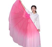 PSNKLMM 85cm Big Dance Fan Chiffon Foldable Fishbone Flowy Dancer Props Bellydance(Color 6,1PCS)